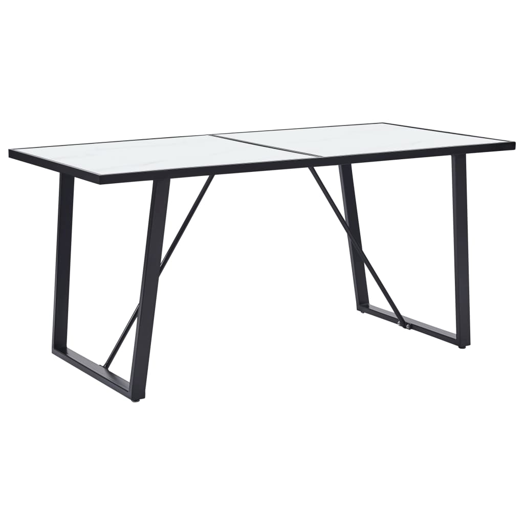 Blagovaonski stol bijeli 160 x 80 x 75 cm od kaljenog stakla