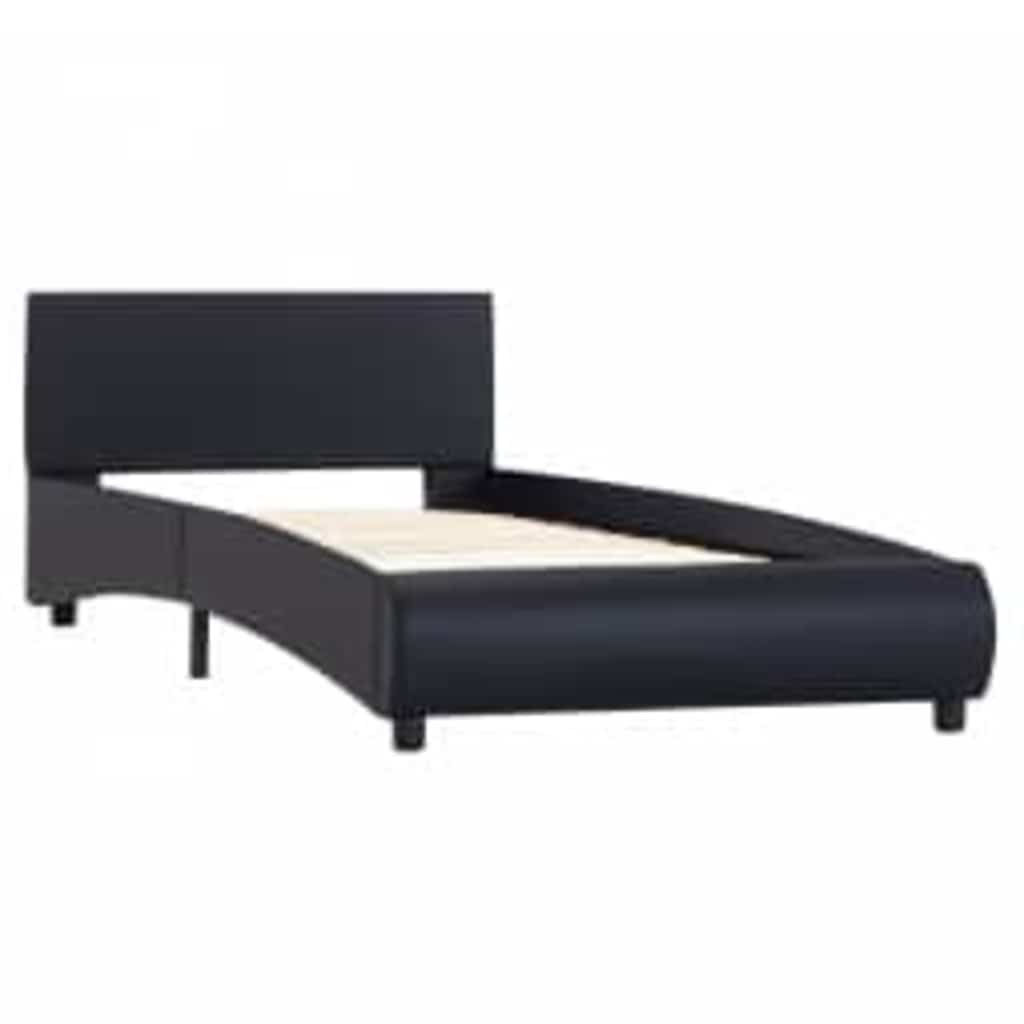 Okvir za krevet od umjetne kože s LED svjetlom crni 100x200 cm
