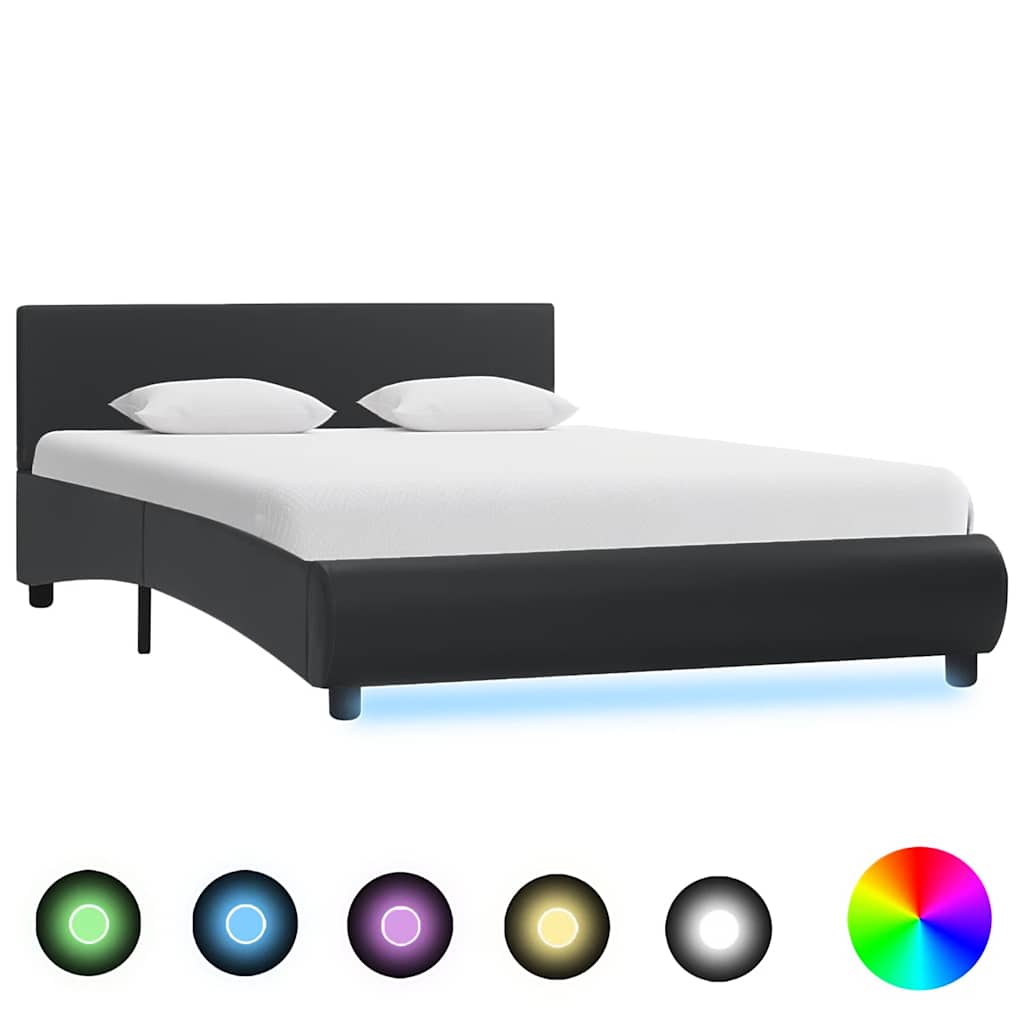Okvir za krevet od umjetne kože s LED svjetlom crni 120x200 cm