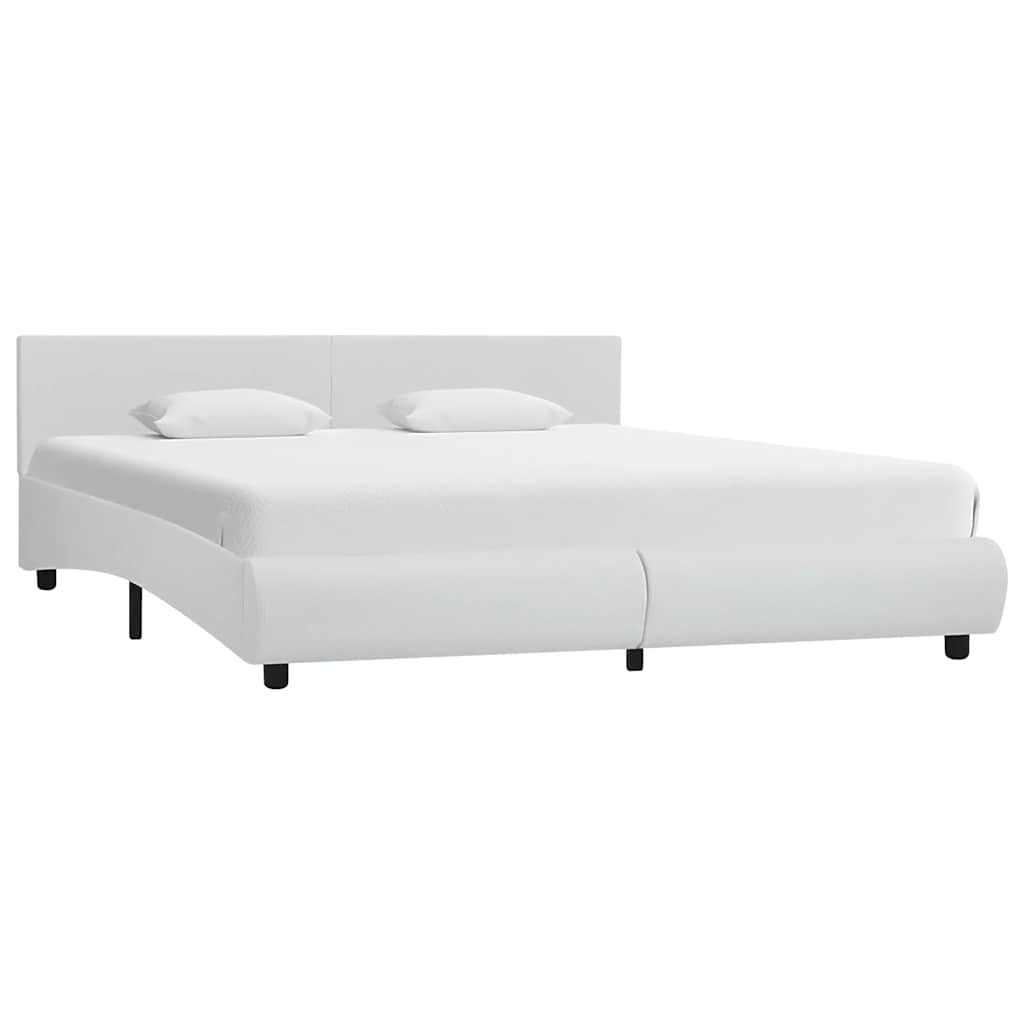 Okvir za krevet od umjetne kože LED bijeli 160 x 200 cm