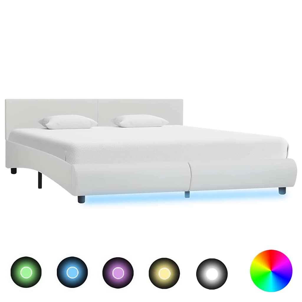 Okvir za krevet od umjetne kože LED bijeli 180 x 200 cm