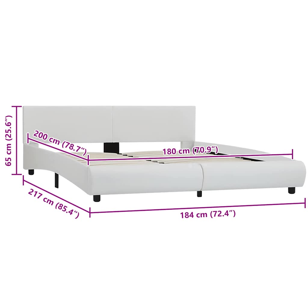 Okvir za krevet od umjetne kože LED bijeli 180 x 200 cm