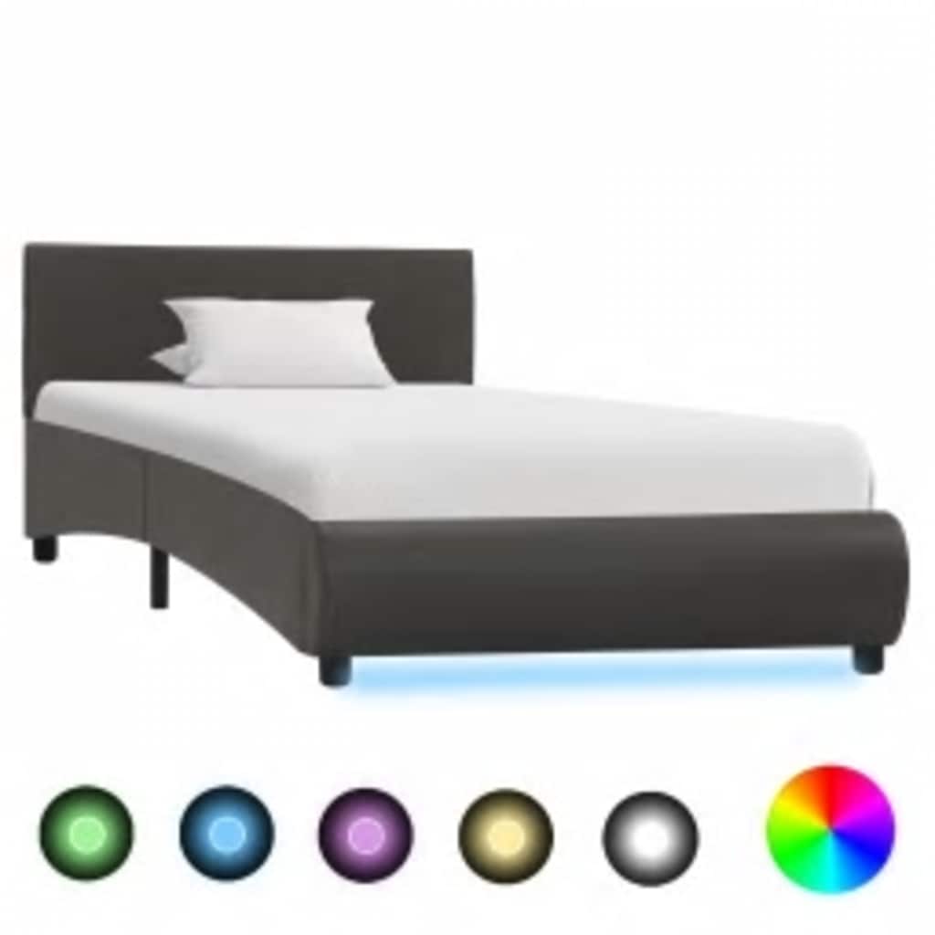 Okvir za krevet od umjetne kože s LED svjetlom sivi 100x200 cm