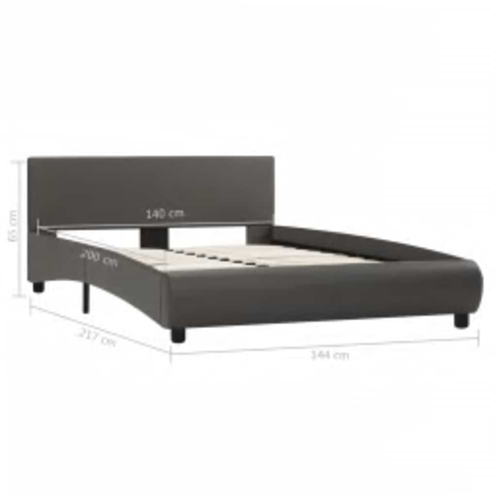 Okvir za krevet od umjetne kože s LED svjetlom sivi 140x200 cm