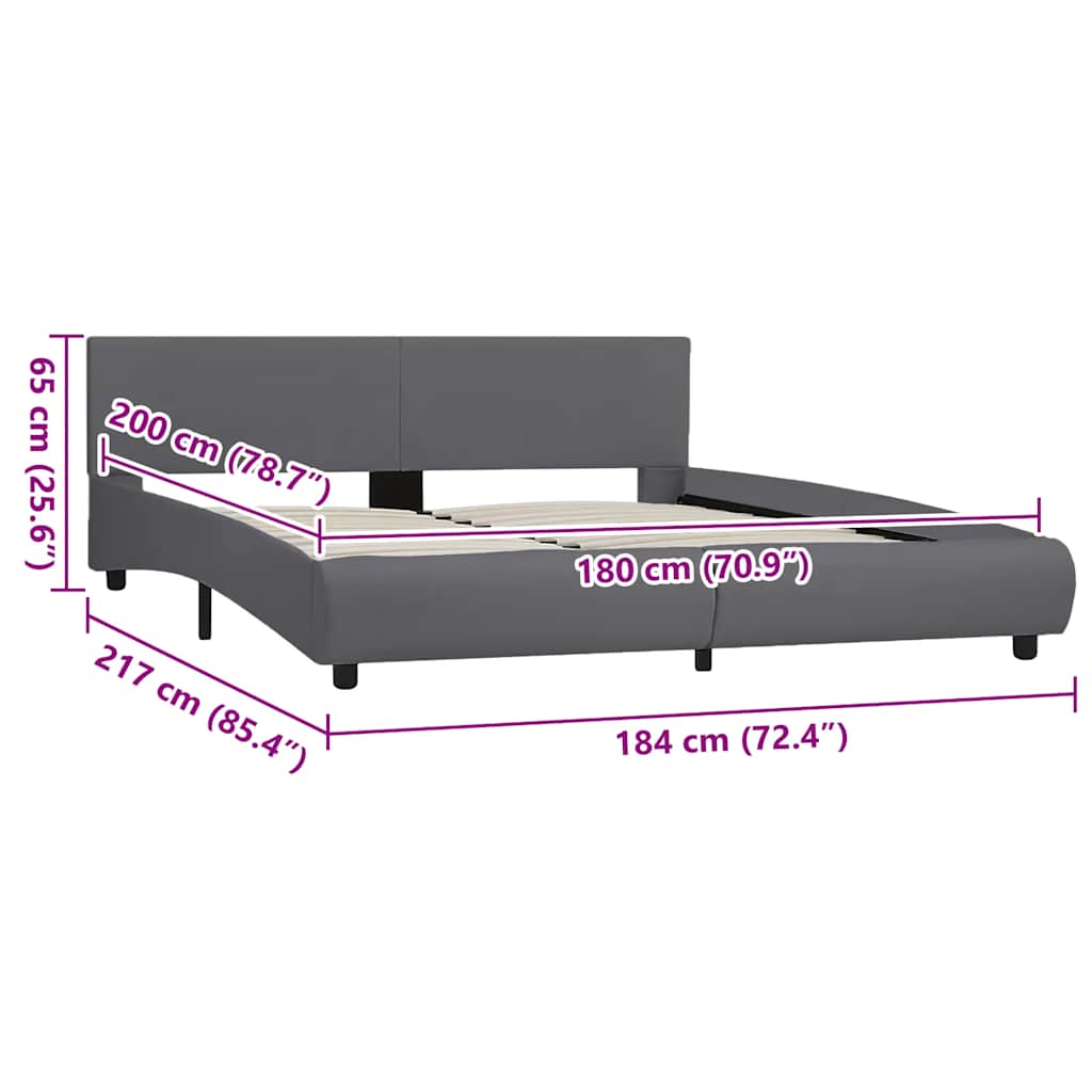 Okvir za krevet od umjetne kože s LED svjetlom sivi 180x200 cm