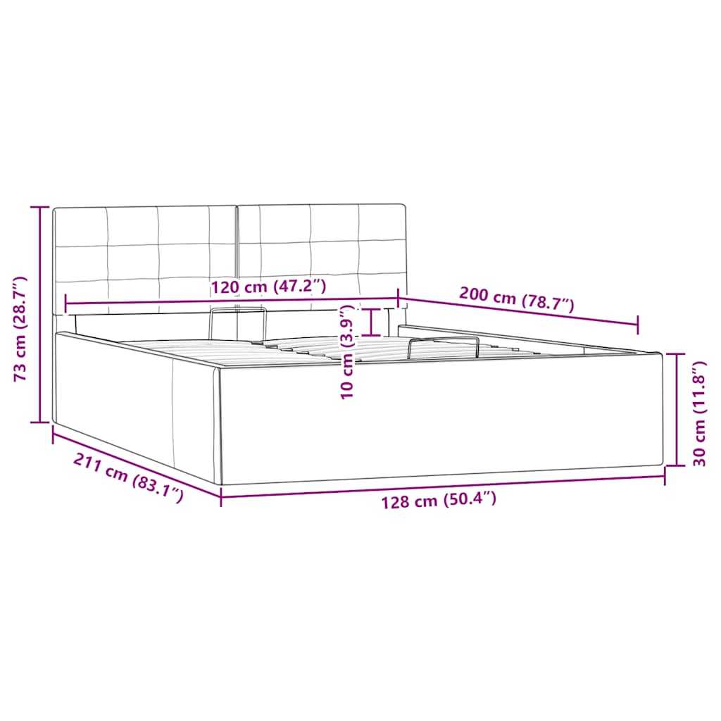 Hidraulični okvir za krevet od umjetne kože bijeli 120 x 200 cm