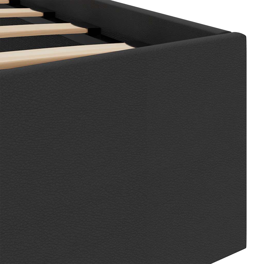 Hidraulični okvir za krevet od umjetne kože LED crni 90x200 cm