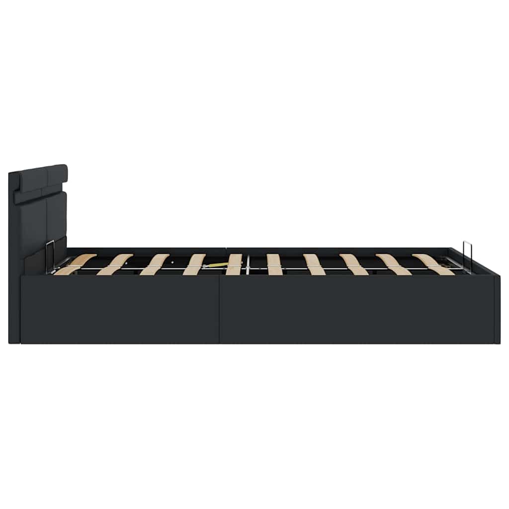Hidraulični okvir za krevet od umjetne kože LED crni 120x200 cm