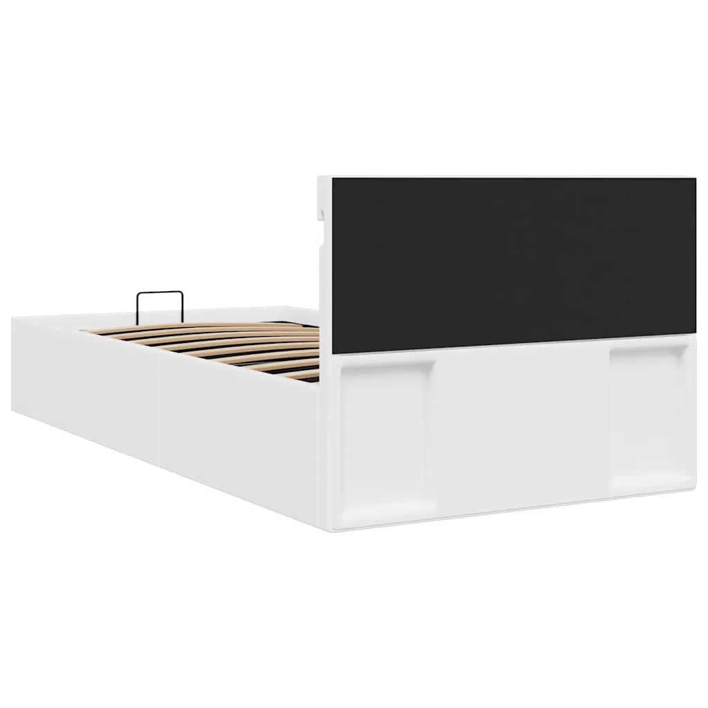 Hidraulični okvir za krevet umjetna koža LED bijeli 90 x 200 cm