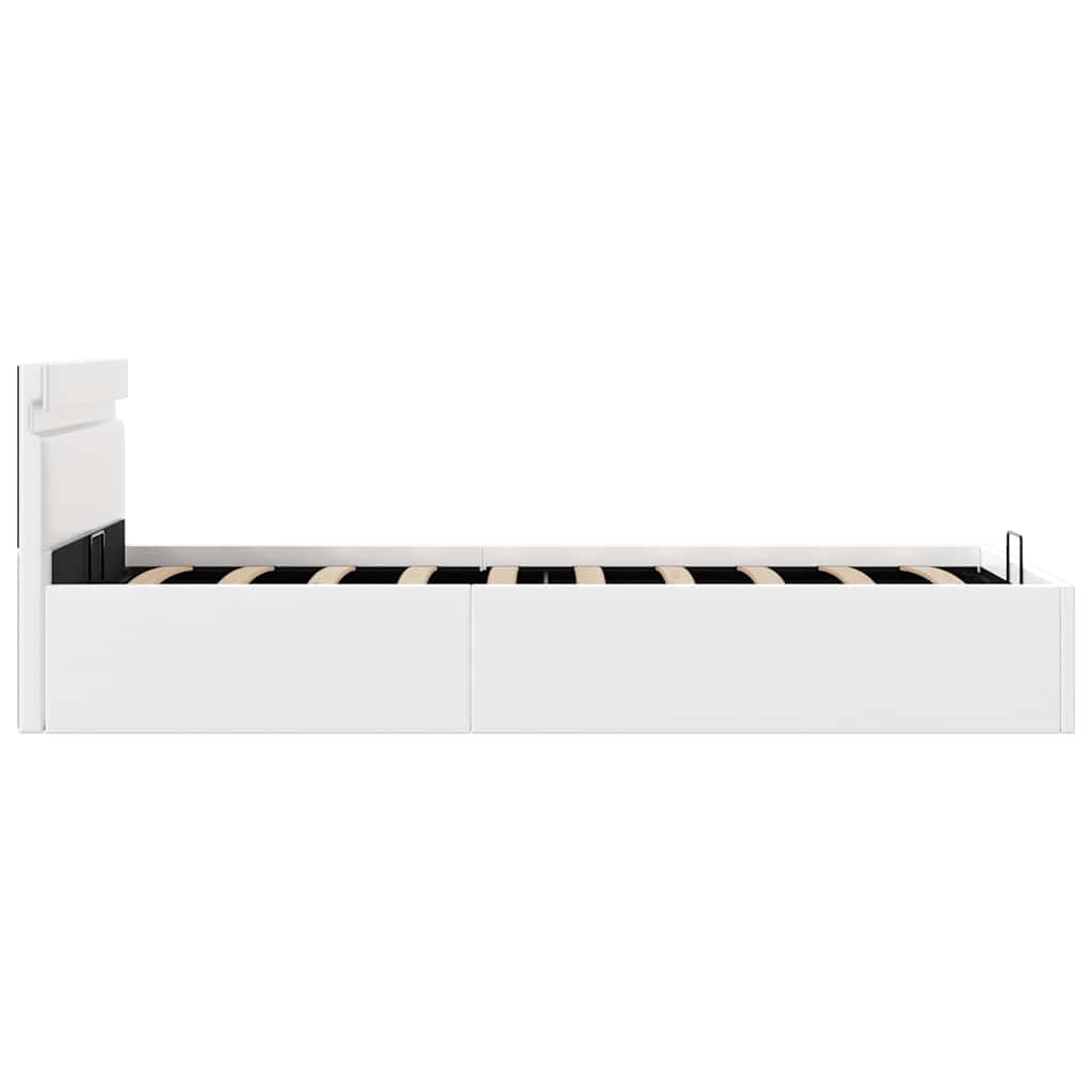 Hidraulični okvir za krevet umjetna koža LED bijeli 100x200 cm