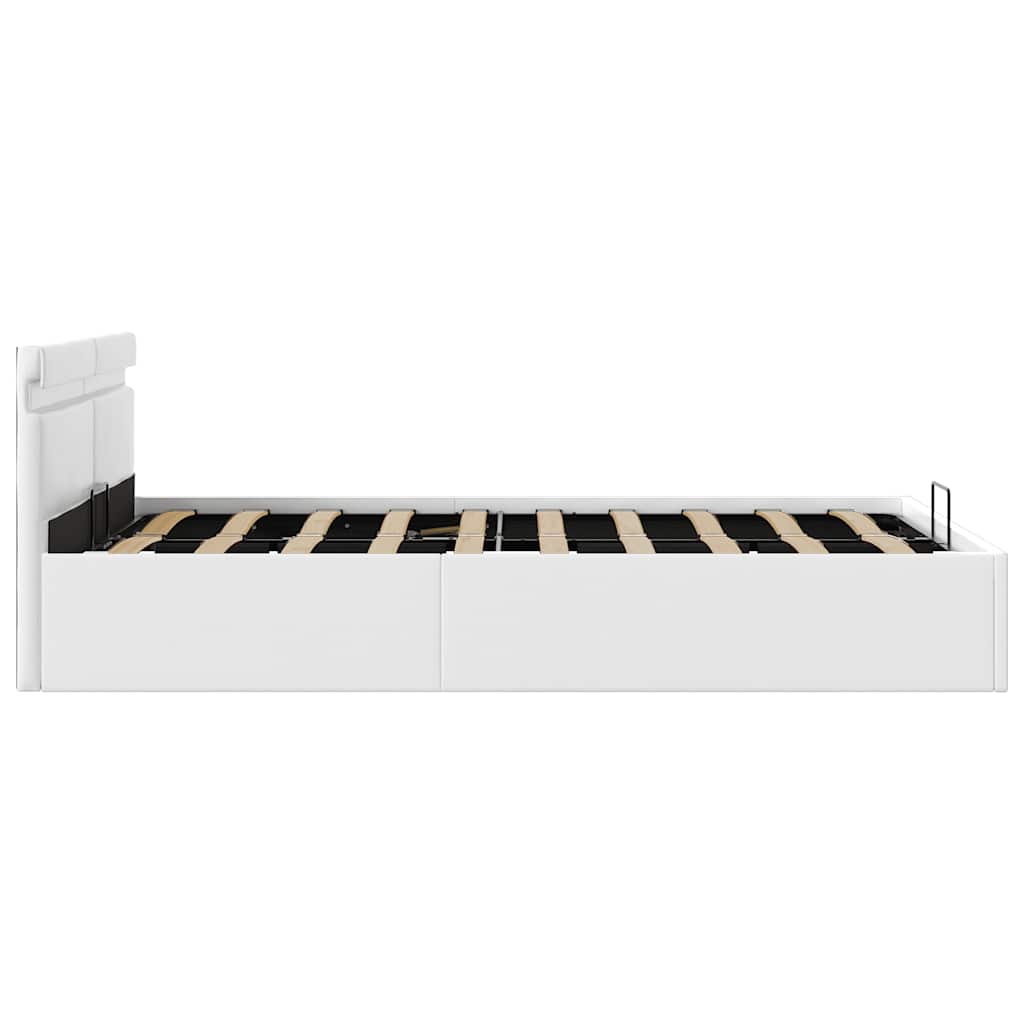 Hidraulični okvir za krevet umjetna koža LED bijeli 140x200 cm