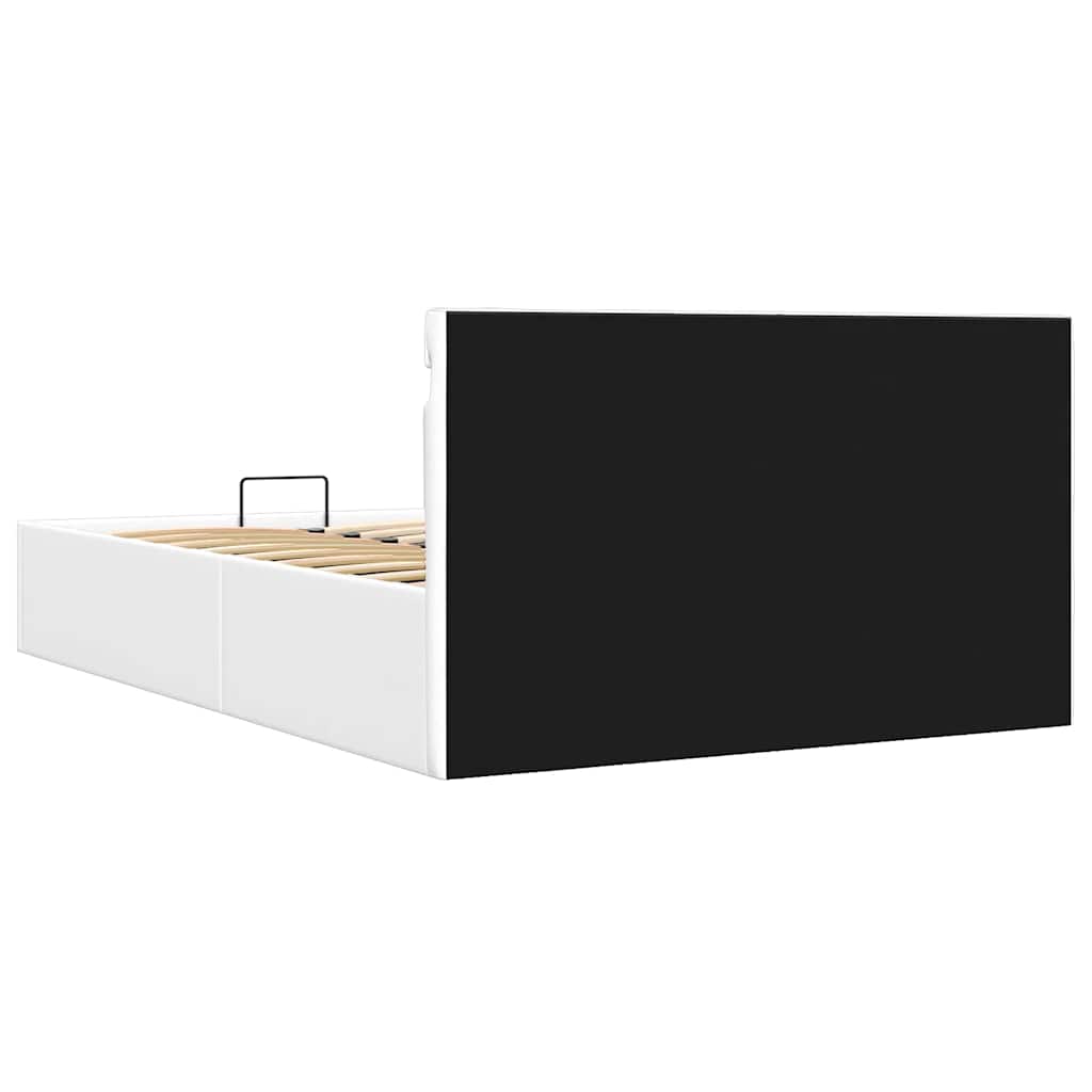 Hidraulični okvir za krevet umjetna koža LED bijeli 140x200 cm