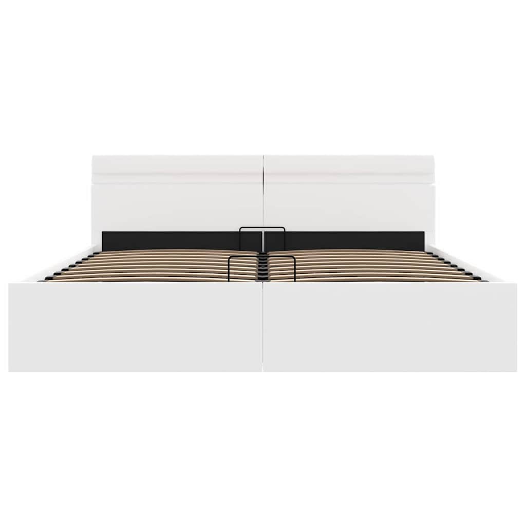 Hidraulični okvir za krevet umjetna koža LED bijeli 180x200 cm