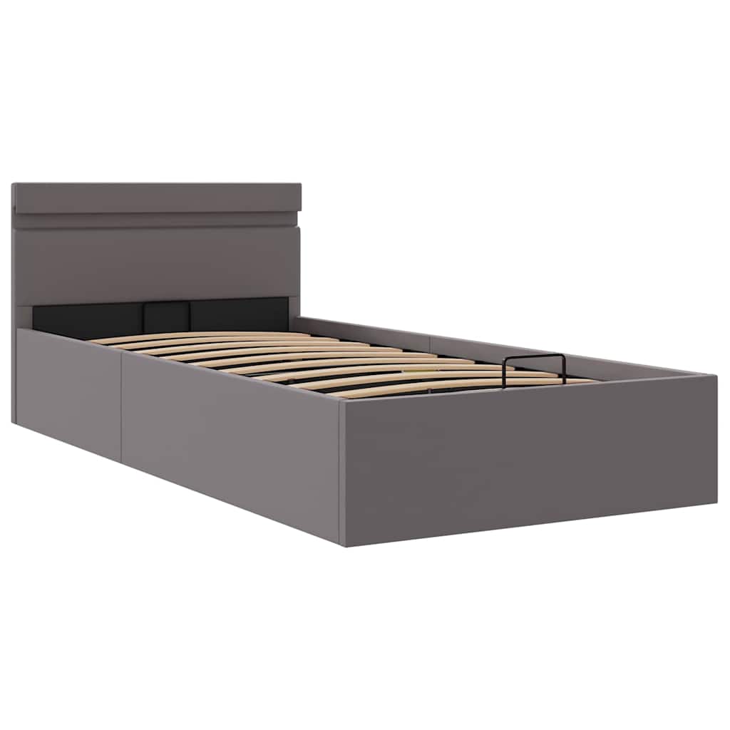 Hidraulični okvir za krevet od umjetne kože LED sivi 90x200 cm