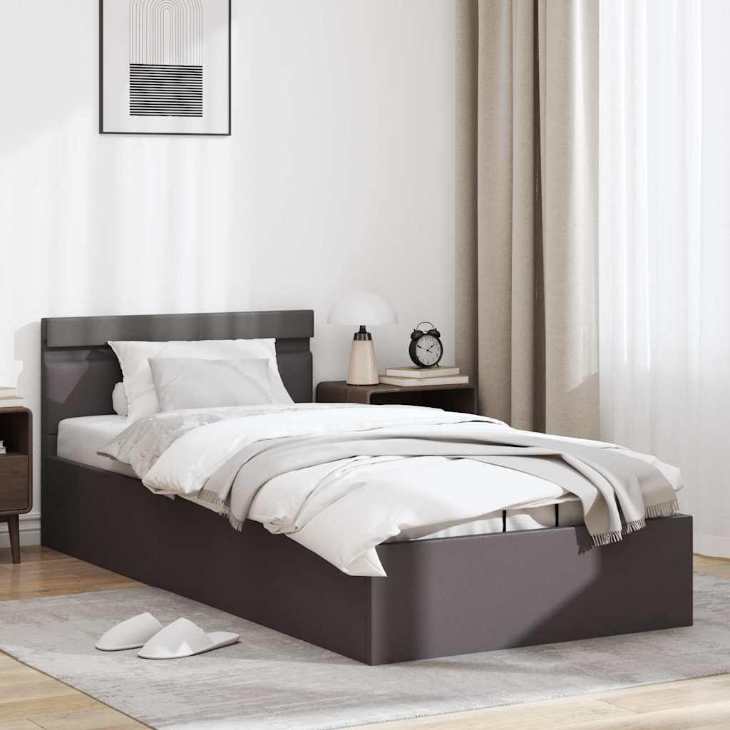 Hidraulični okvir za krevet od umjetne kože LED sivi 90x200 cm