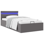 Hidraulični okvir za krevet od umjetne kože LED sivi 100x200 cm