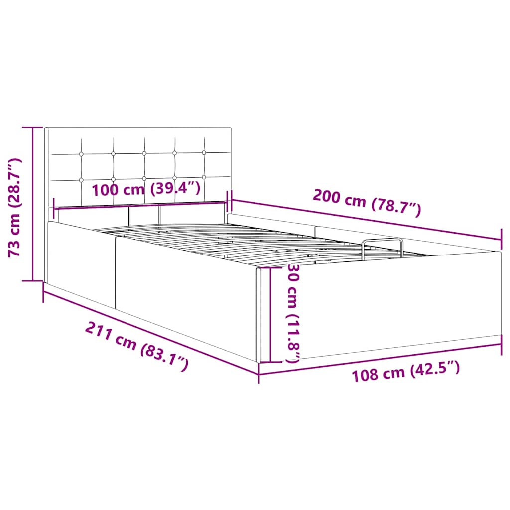 Hidraulični okvir za krevet od tkanine tamnosivi 100 x 200 cm