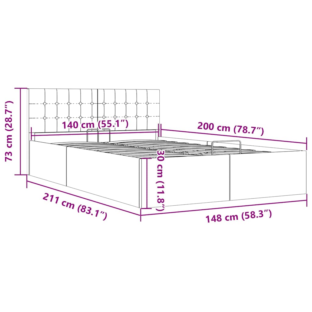 Hidraulični okvir za krevet od tkanine tamnosivi 140 x 200 cm