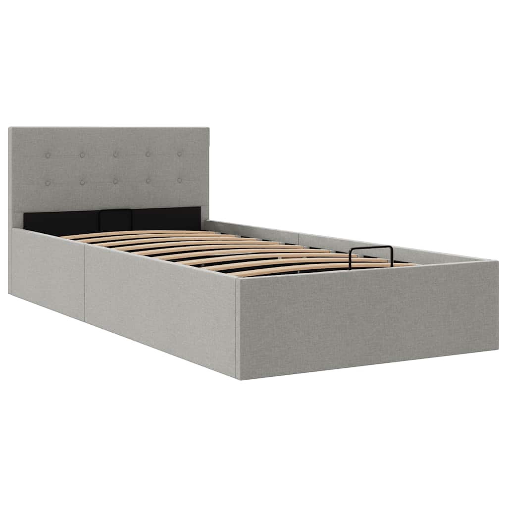 Hidraulični okvir za krevet od tkanine svjetlosivi 90 x 200 cm