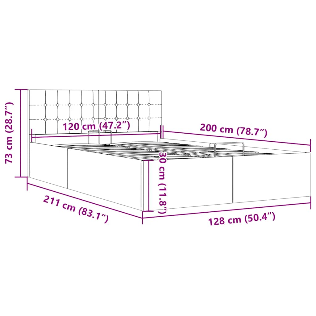 Hidraulični okvir za krevet od tkanine svjetlosivi 120 x 200 cm
