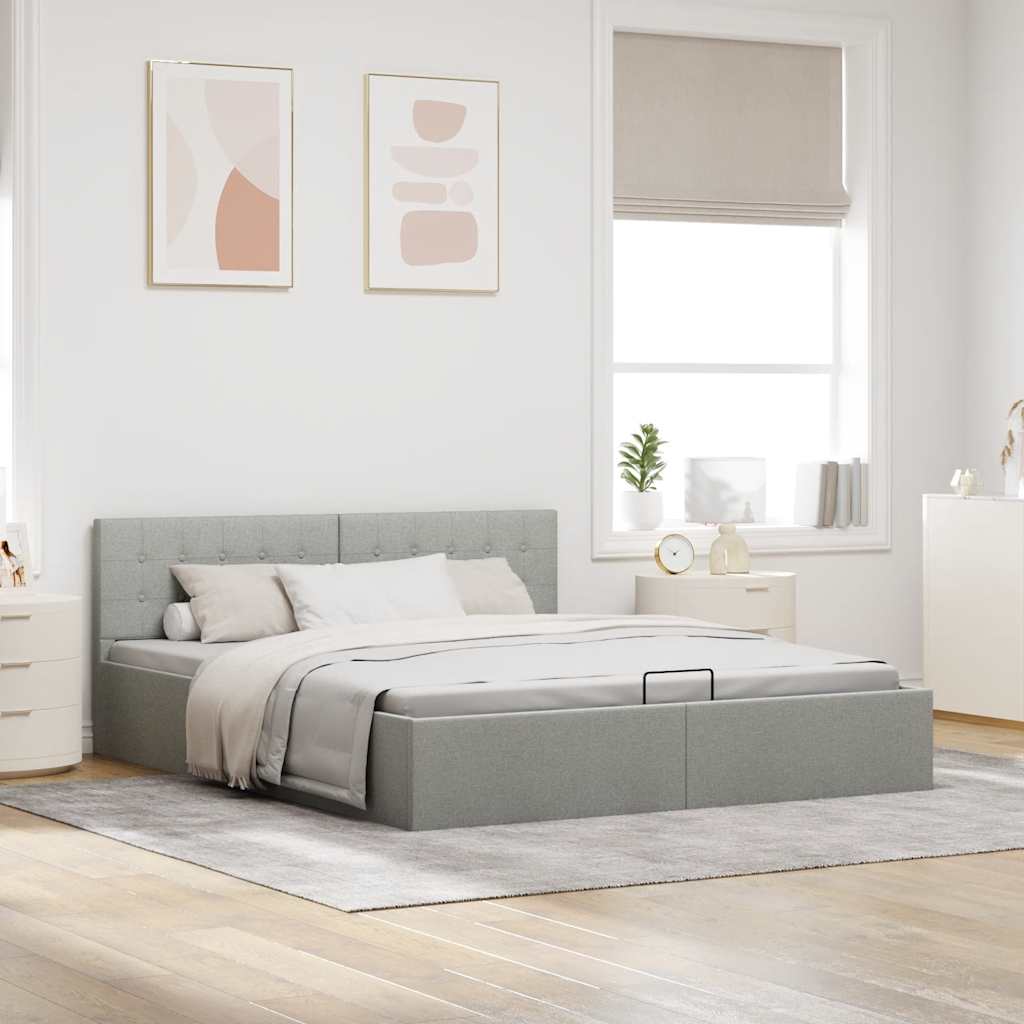 Hidraulični okvir za krevet od tkanine svjetlosivi 180 x 200 cm