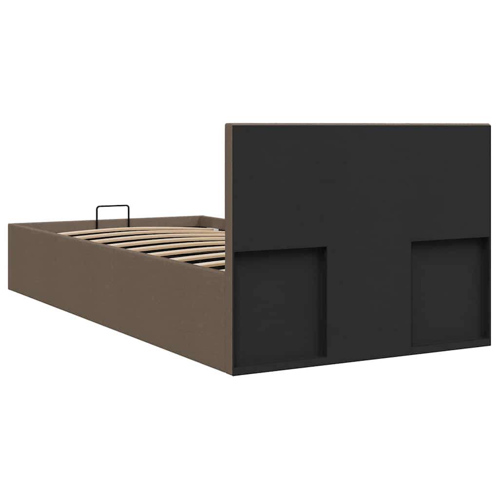 Hidraulični okvir za krevet od tkanine smeđe-sivi 90 x 200 cm