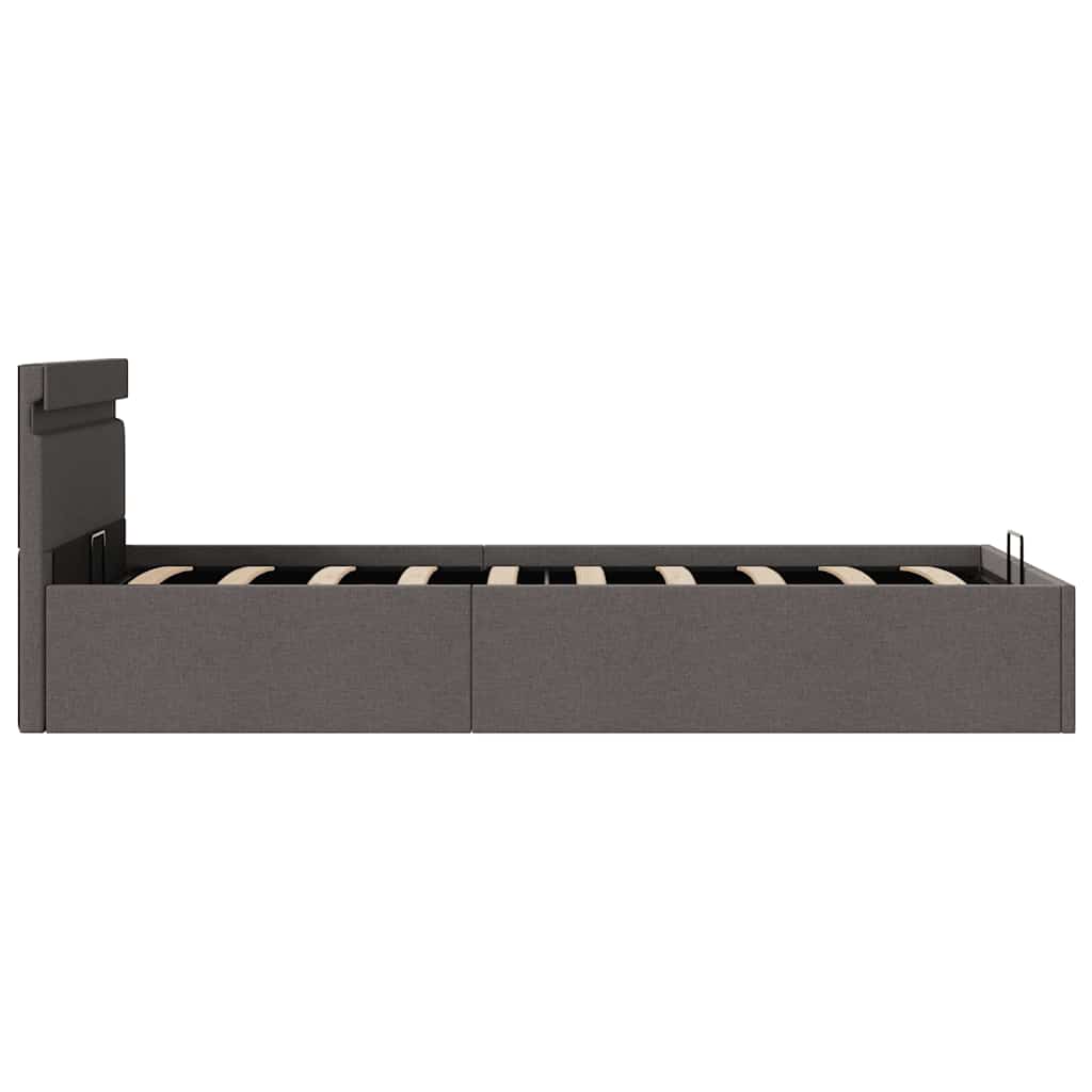 Hidraulični okvir za krevet od tkanine LED tamnosivi 100x200 cm