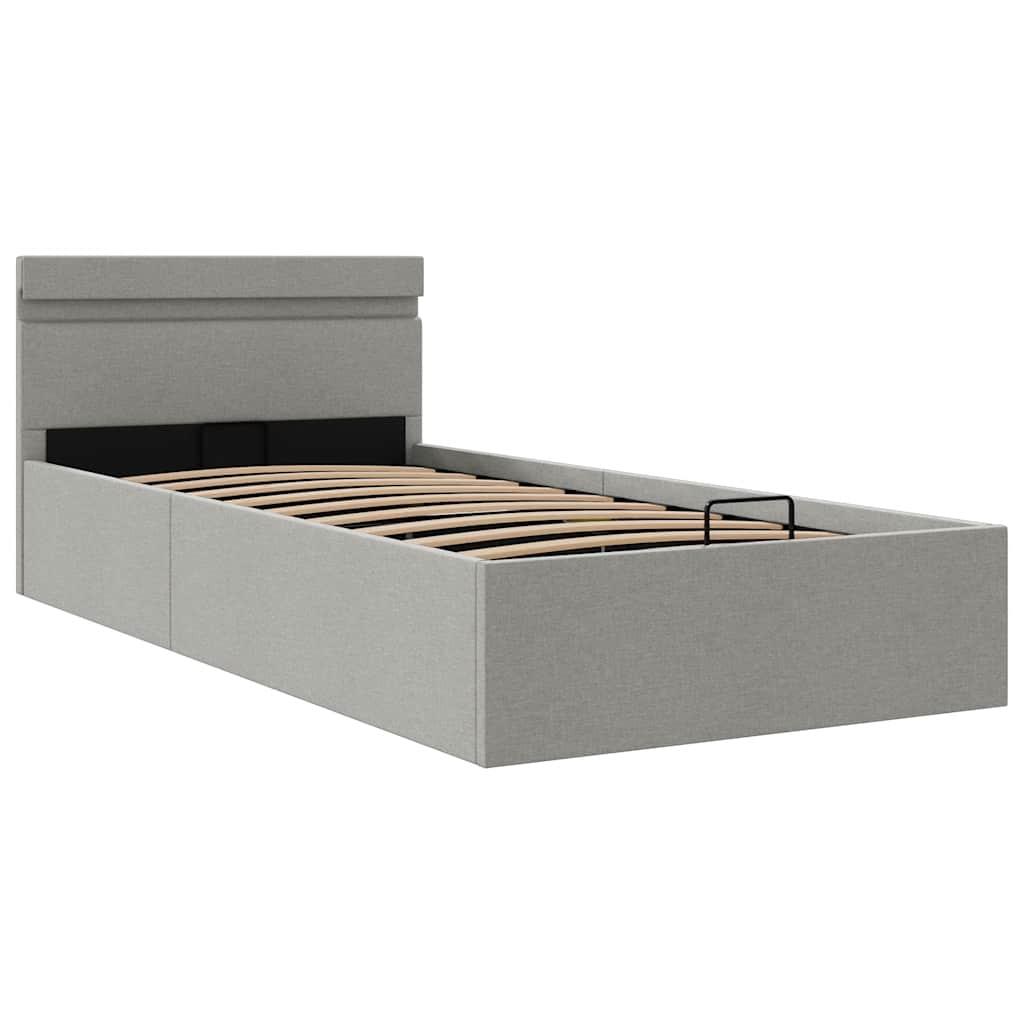 Hidraulični okvir za krevet od tkanine LED svjetlosivi90x200 cm