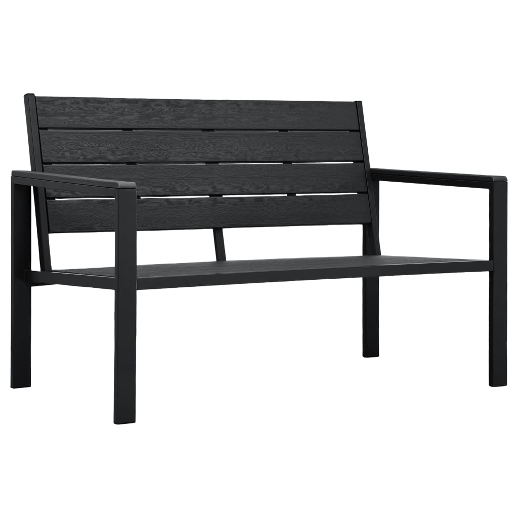 Vrtna klupa 120 cm HDPE crna s izgledom drva