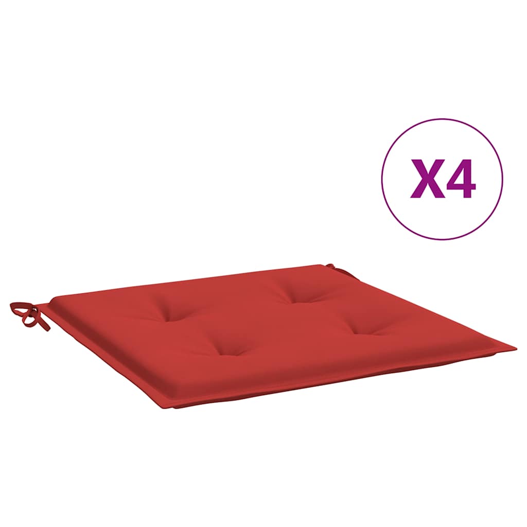 Jastuci za vrtne stolice 4 kom crveni 40x40x4 cm od tkanine