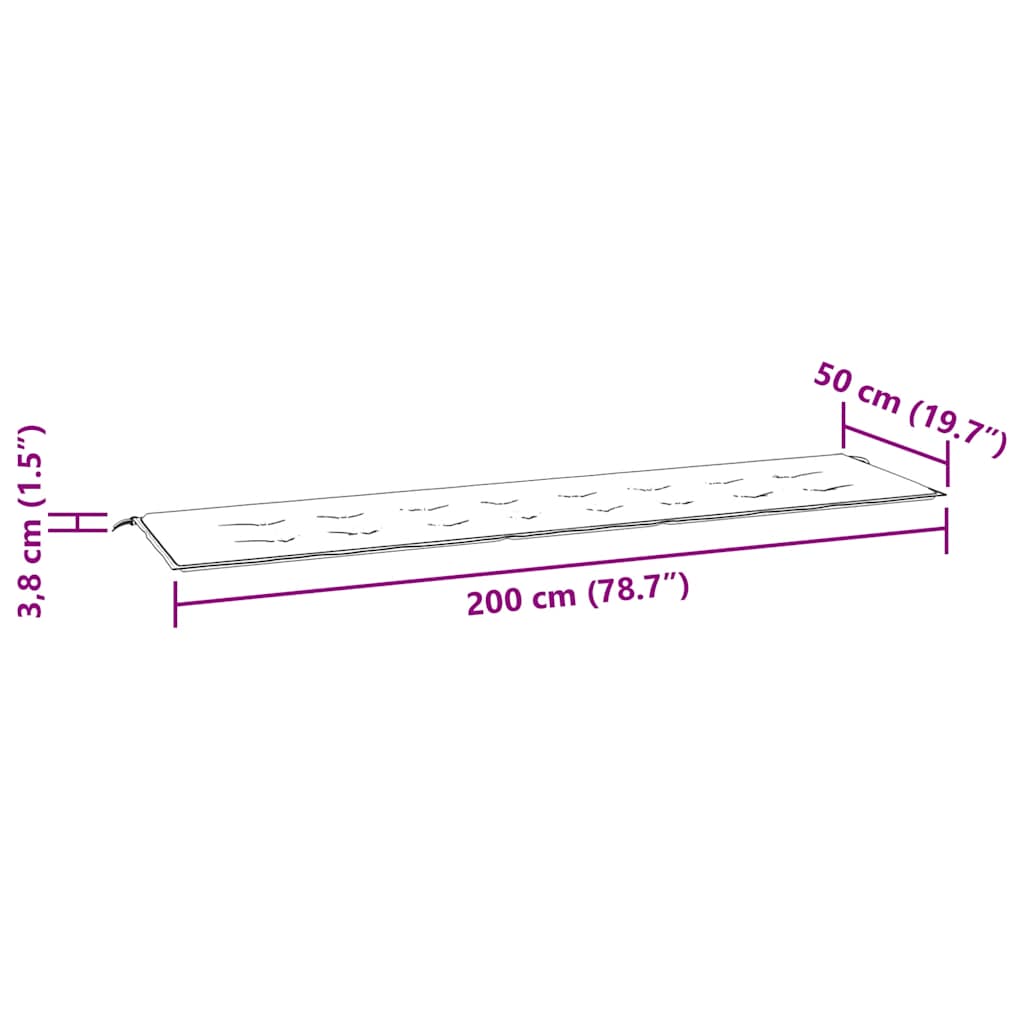 Jastuk za vrtnu klupu crveni 200x50x4 cm od tkanine Oxford