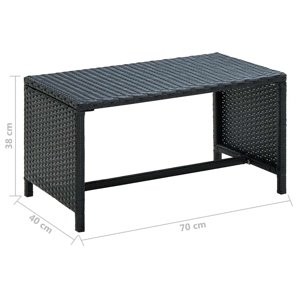 Stolić za kavu crni 70 x 40 x 38 cm od poliratana