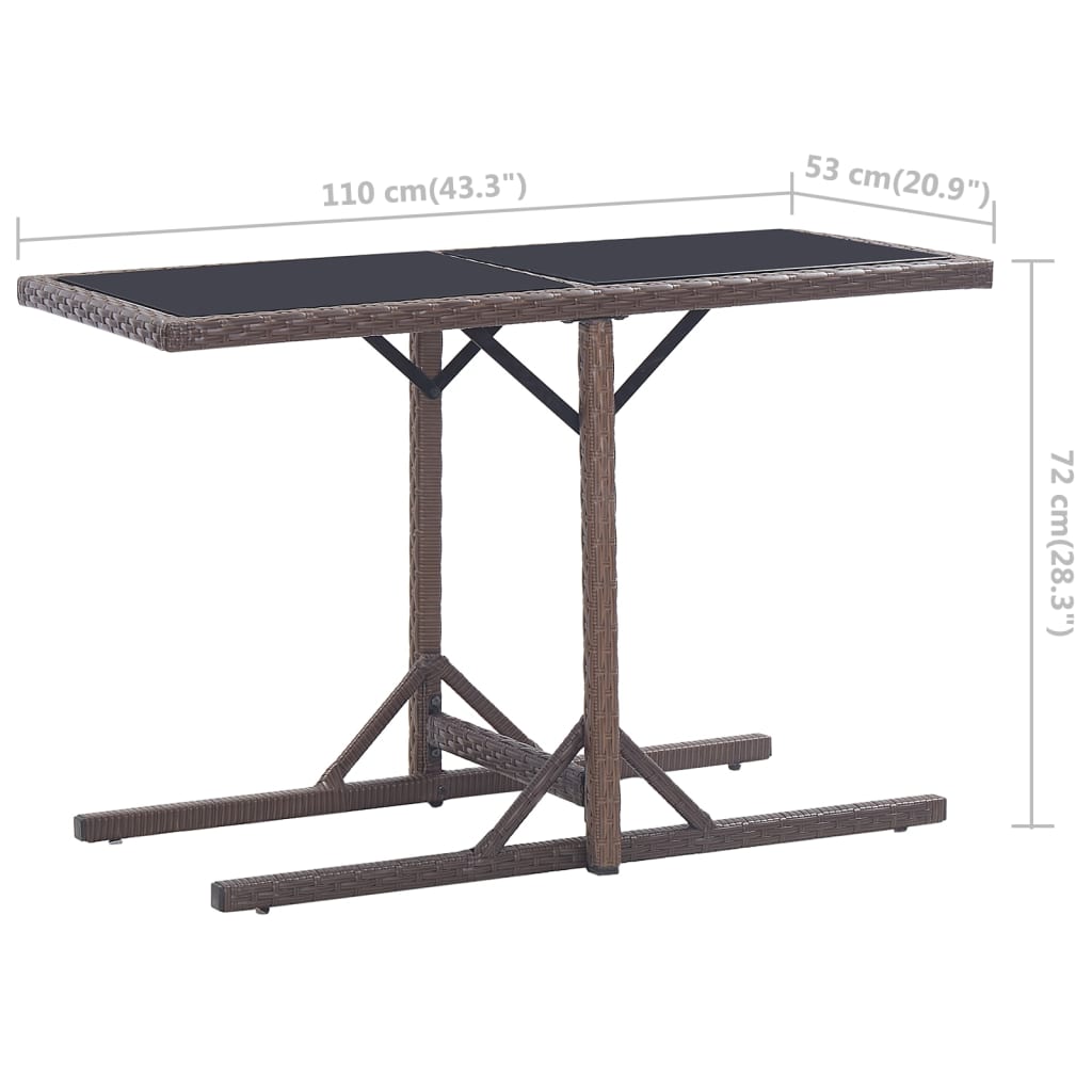 Vrtni stol smeđi 110 x 53 x 72 cm stakleni i poliratan
