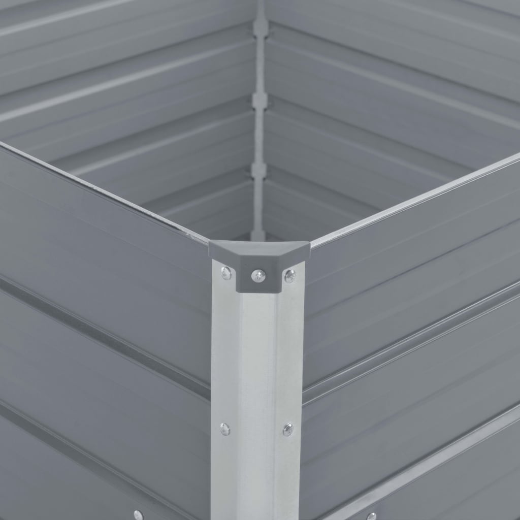 Povišena vrtna gredica 100 x 100 x 45 cm pocinčani čelik siva