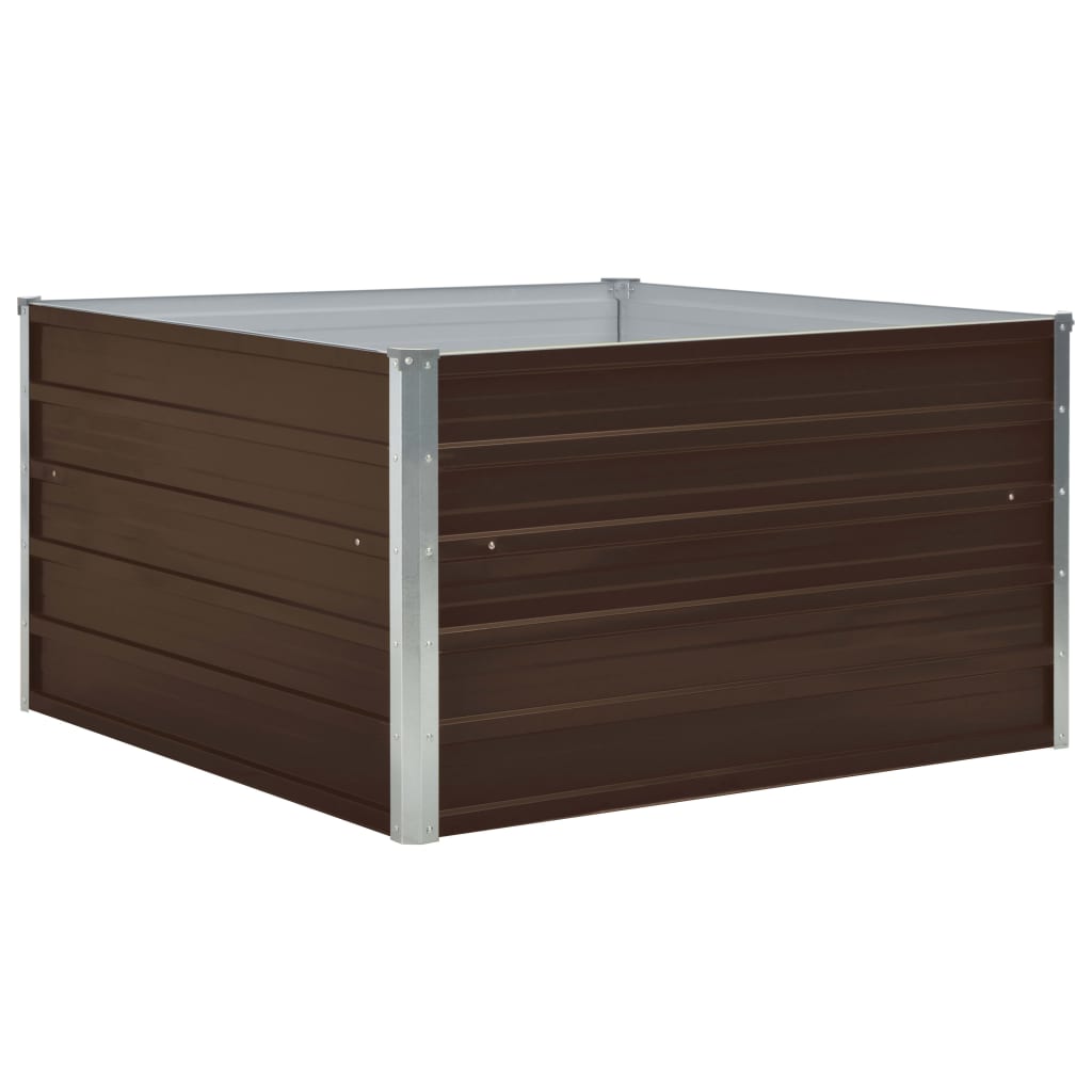 Povišena vrtna gredica 100 x 100 x 45 cm pocinčani čelik smeđa