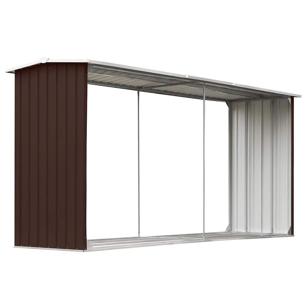 Vrtna ostava za drva od pocinčanog čelika 330x92x153 cm smeđa