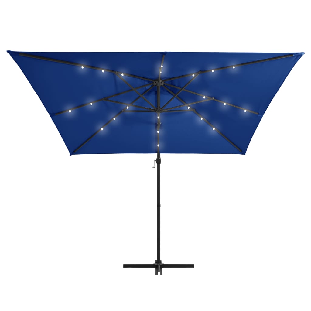 Konzolni vrtni suncobran s čeličnim stupom LED 250x250cm azurni