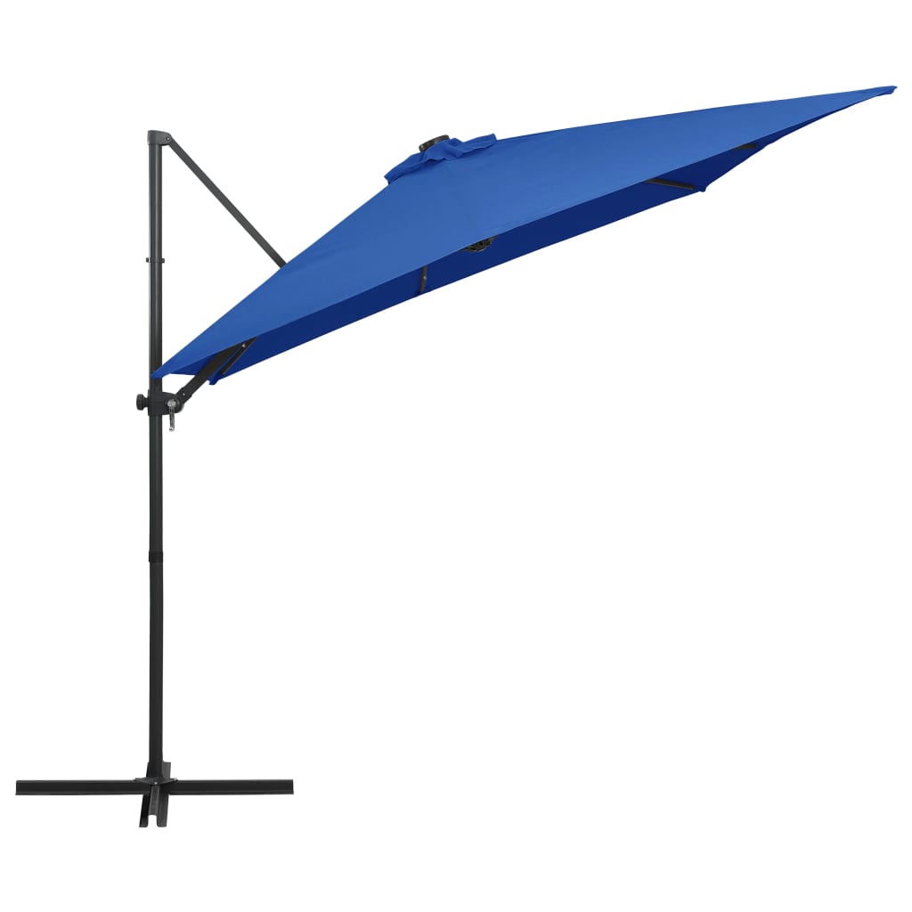 Konzolni vrtni suncobran s čeličnim stupom LED 250x250cm azurni