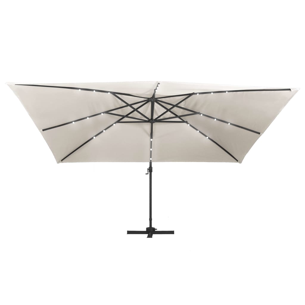 Konzolni vrtni suncobran LED sa stupom 400x300 cm boja pijeska