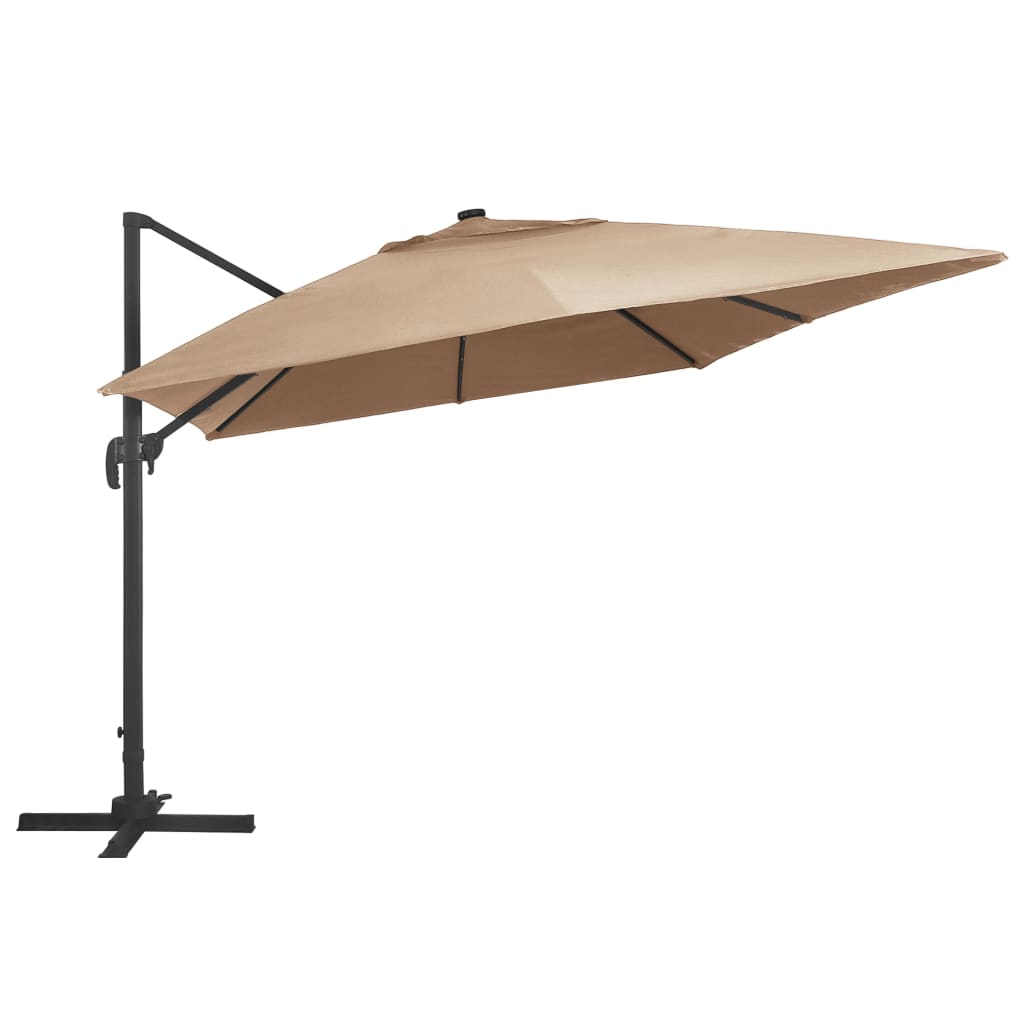 Konzolni vrtni suncobran LED sa stupom 400 x 300 cm smeđesivi