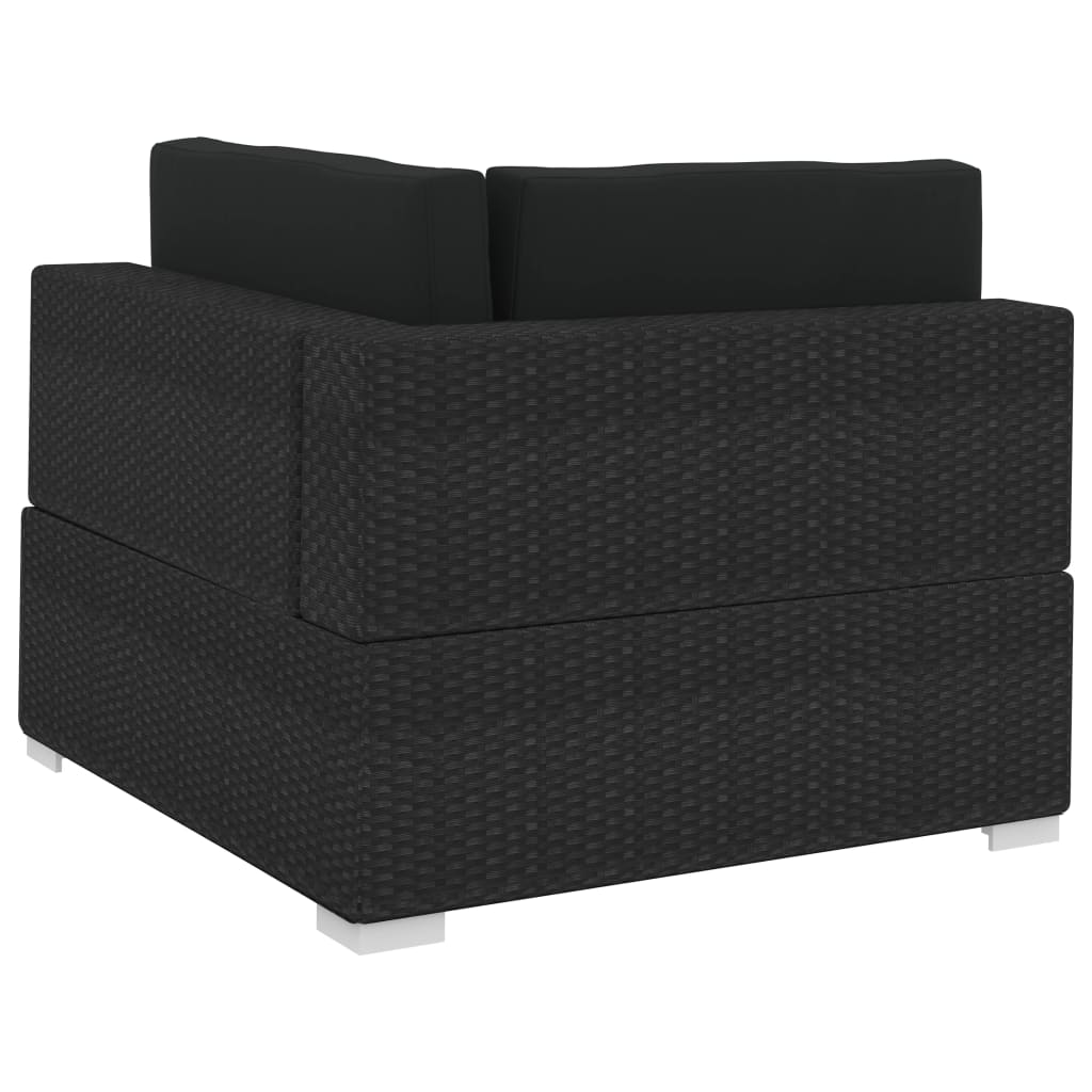 4-dijelna vrtna garnitura od poliratana s jastucima crna