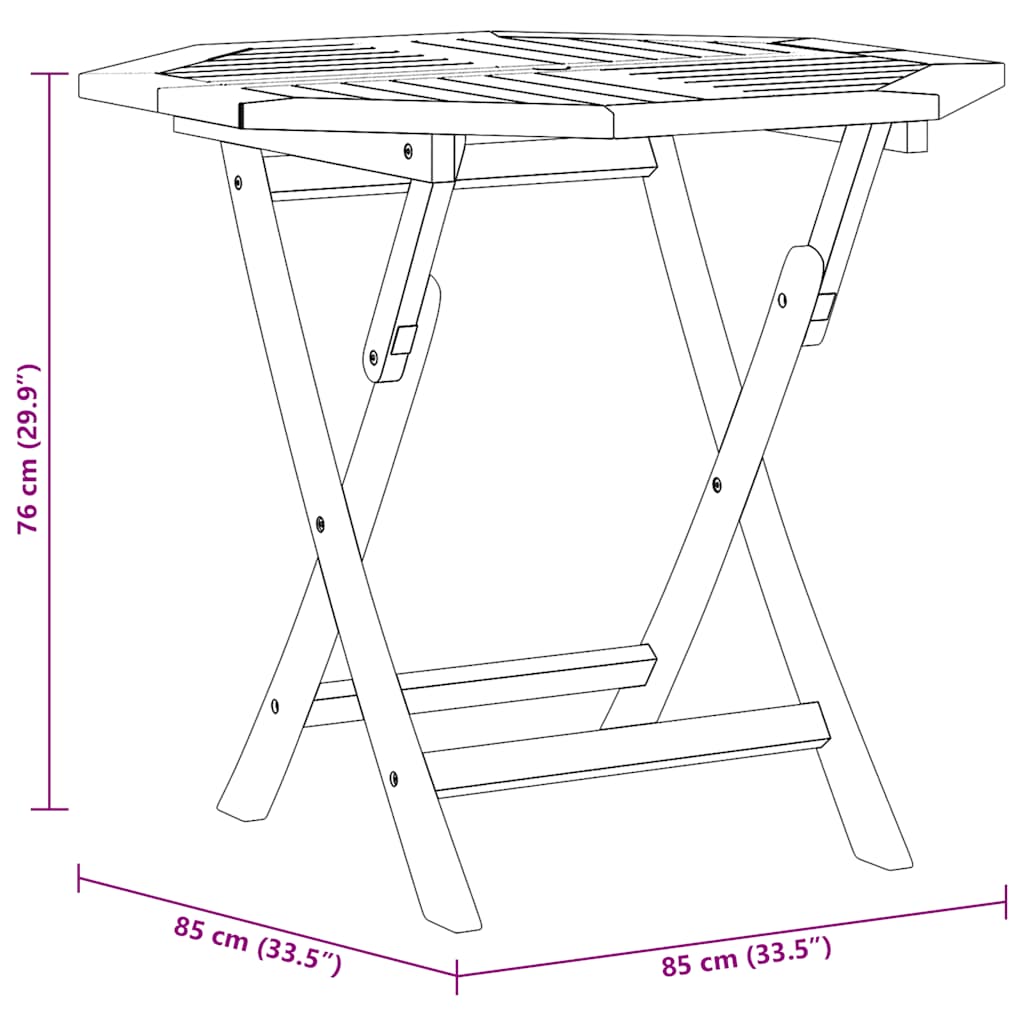 Sklopivi vrtni stol 85 x 85 x 76 cm od masivne tikovine