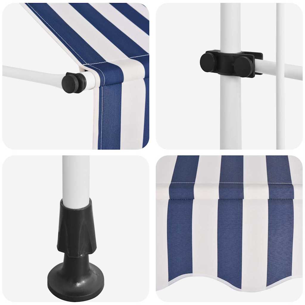 Tenda na ručno uvlačenje 100 cm plavo-bijela prugasta