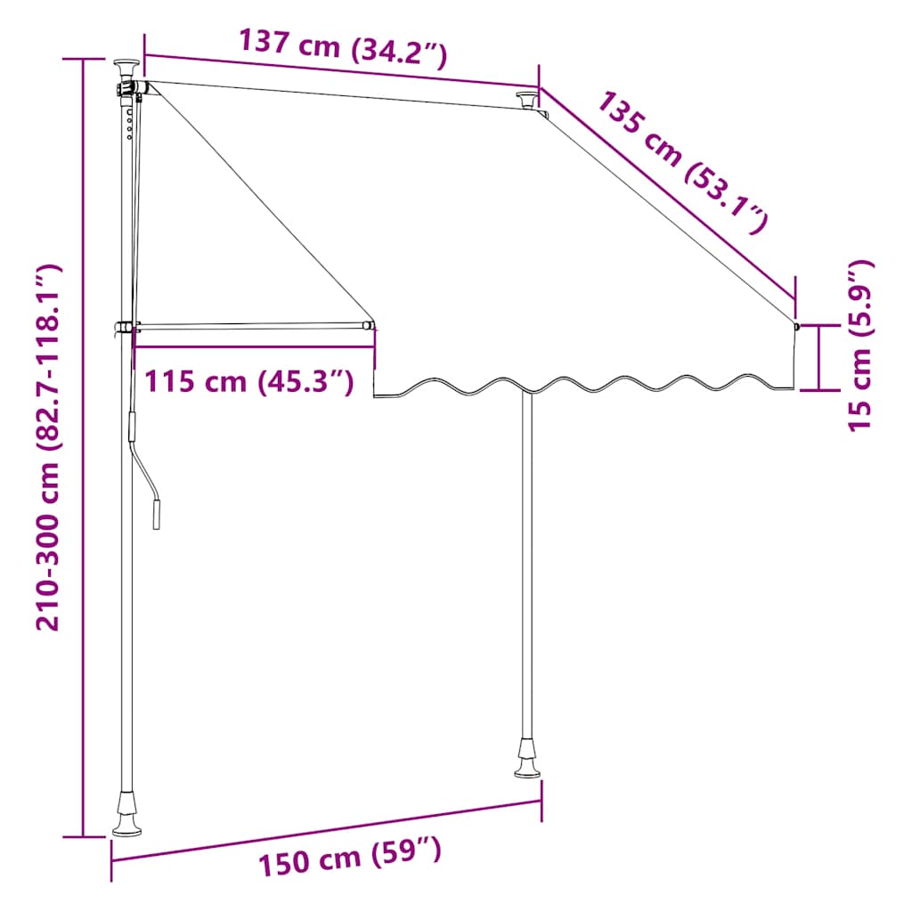 Tenda na ručno uvlačenje 150 cm narančasto-smeđa