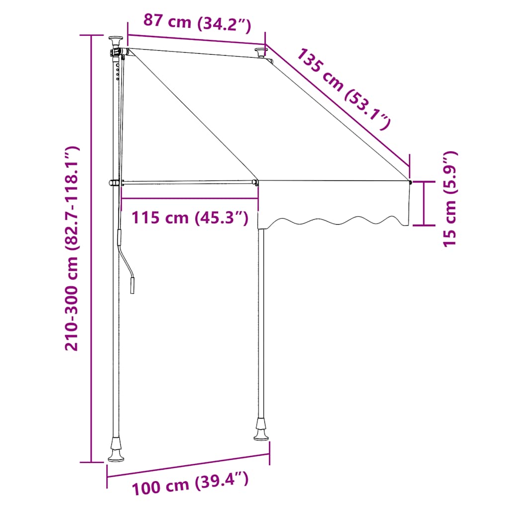 Tenda na ručno uvlačenje s LED svjetlima 100 cm plavo-bijela