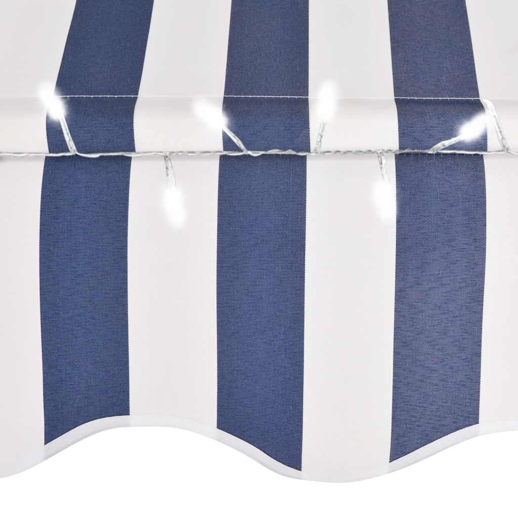 Tenda na ručno uvlačenje s LED svjetlima 200 cm plavo-bijela
