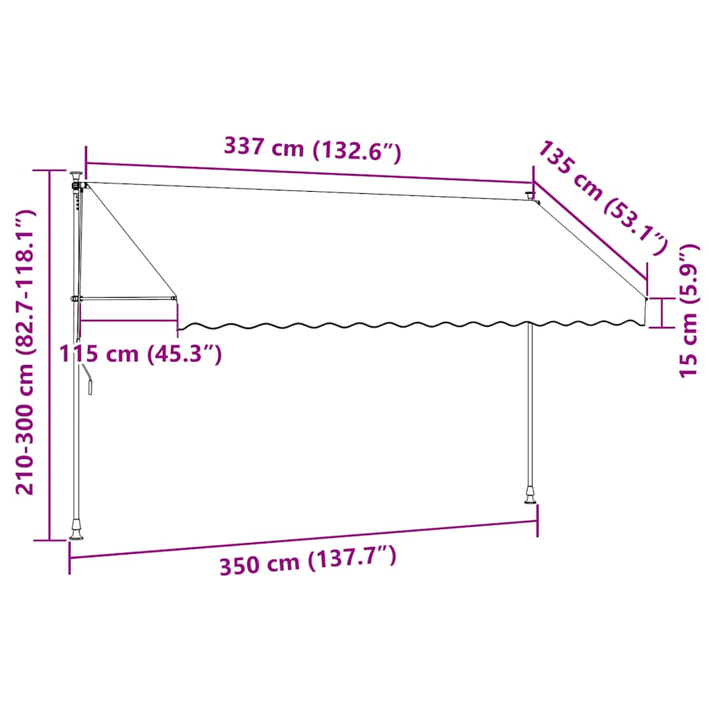 Tenda na ručno uvlačenje s LED svjetlima 350 cm plavo-bijela