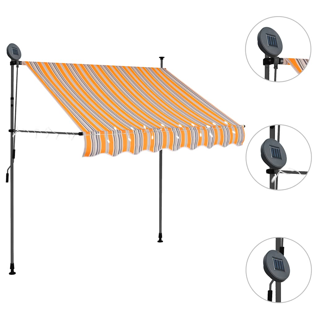 Tenda na ručno uvlačenje s LED svjetlima 200 cm žuto-plava