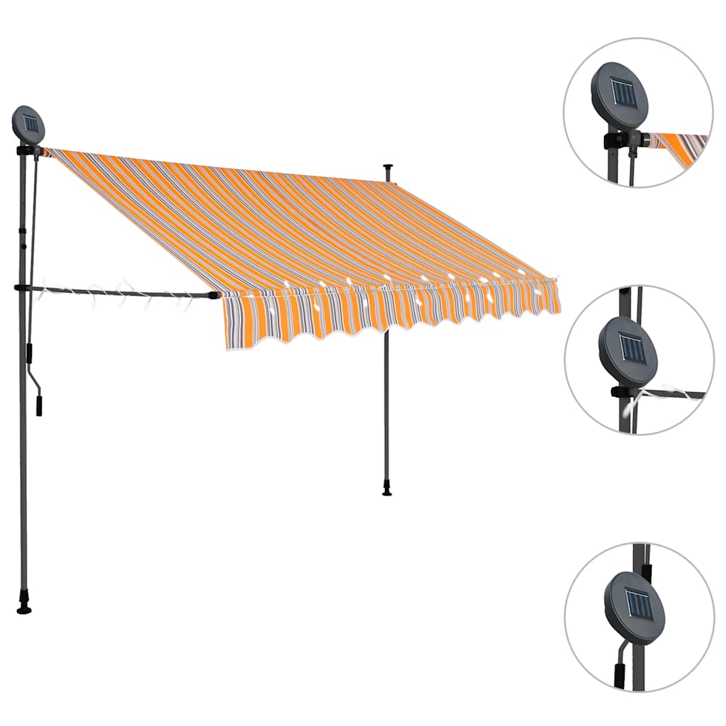 Tenda na ručno uvlačenje s LED svjetlima 300 cm žuto-plava