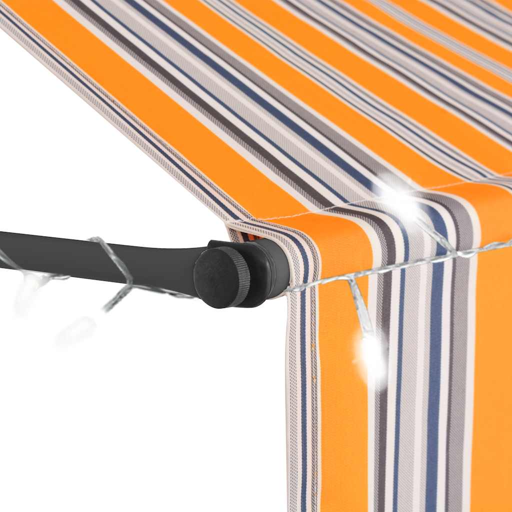 Tenda na ručno uvlačenje s LED svjetlima 400 cm žuto-plava
